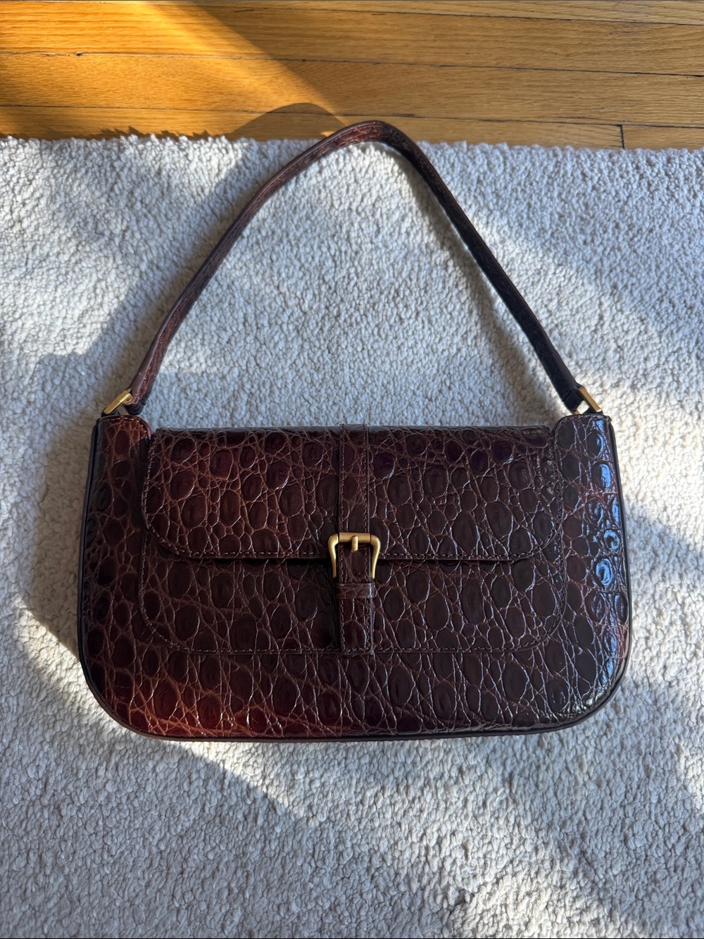 BY FAR Embossed Leather Shoulder Bag